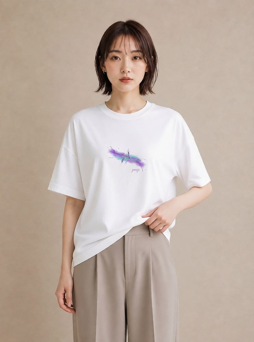 半袖Tシャツ レディース 双子座 星空 宇宙 イラスト フェミニン 週末コーデ 敬老の日 白T YMAZO