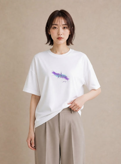 半袖Tシャツ レディース 双子座 星空 宇宙 イラスト フェミニン 週末コーデ 敬老の日 白T YMAZO
