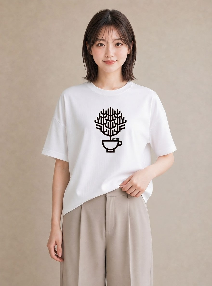 半袖Tシャツ レディース カフェ カフェロゴ ロゴ イラスト ポップ 敬老の日 ホワイトデー 白T YMAZO