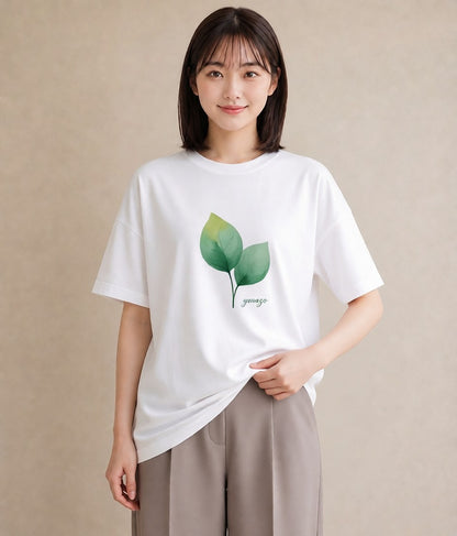 半袖Tシャツ レディース 苔 植物 ボタニカル イラスト ニュアンス 帰省 ラフ 白T YMAZO