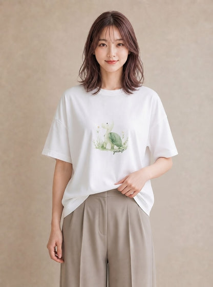 デザインTシャツ レディース チンアナゴ 海の生き物 海 イラスト 上品 ミセス 春コーデ 白T YMAZO