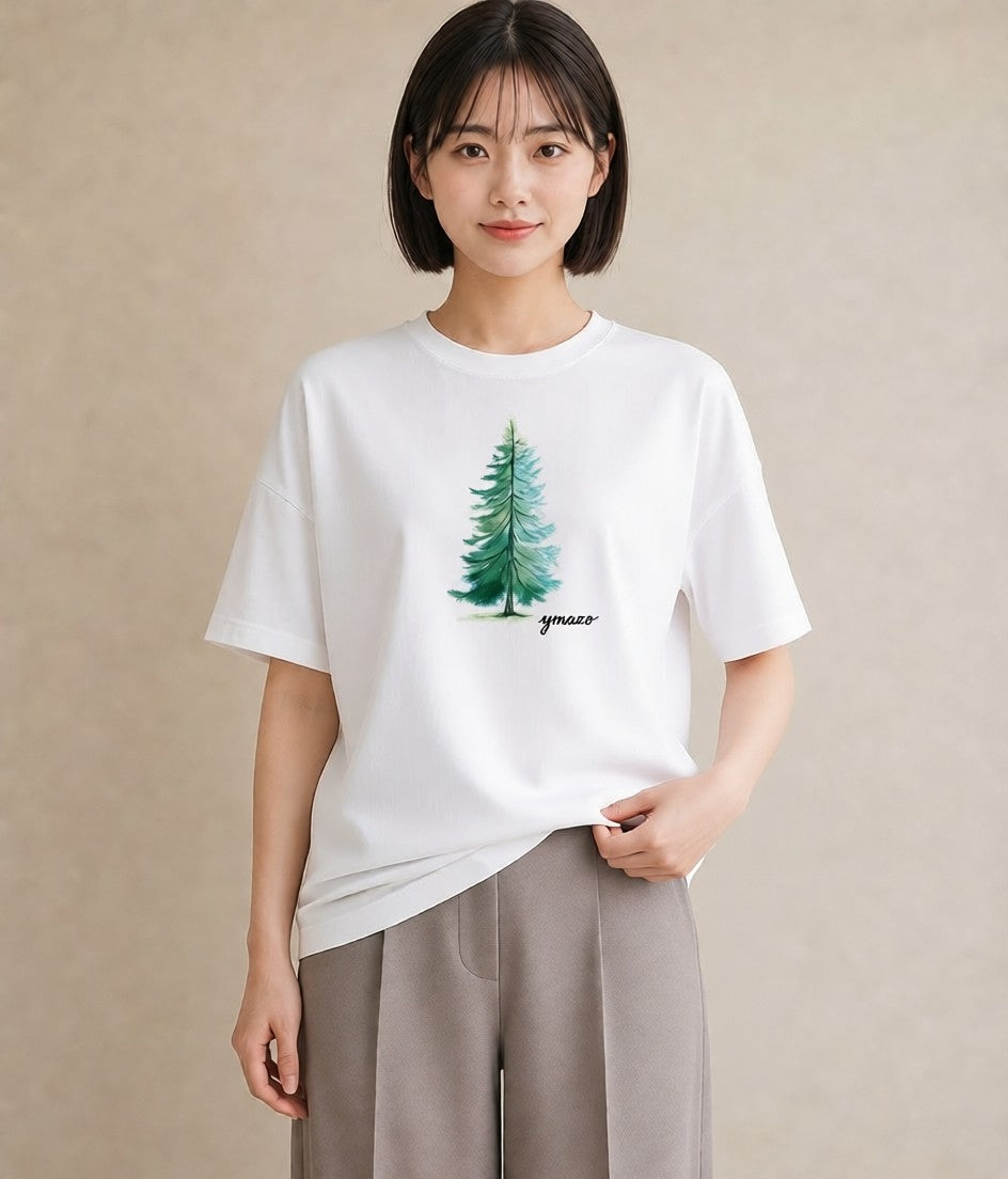 プリントTシャツ レディース オーロラ 星空 宇宙 イラスト カフェコーデ 夏コーデ 通学 白T YMAZO