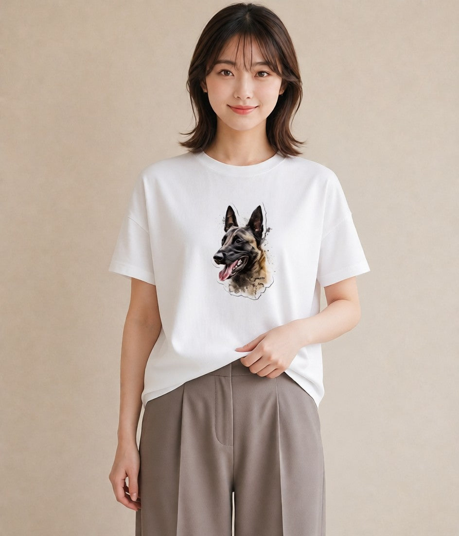 Tシャツ レディース ジャーマンシェパード 犬 いぬ イラスト 韓国風 敬老の日 ホワイトデー 白T YMAZO