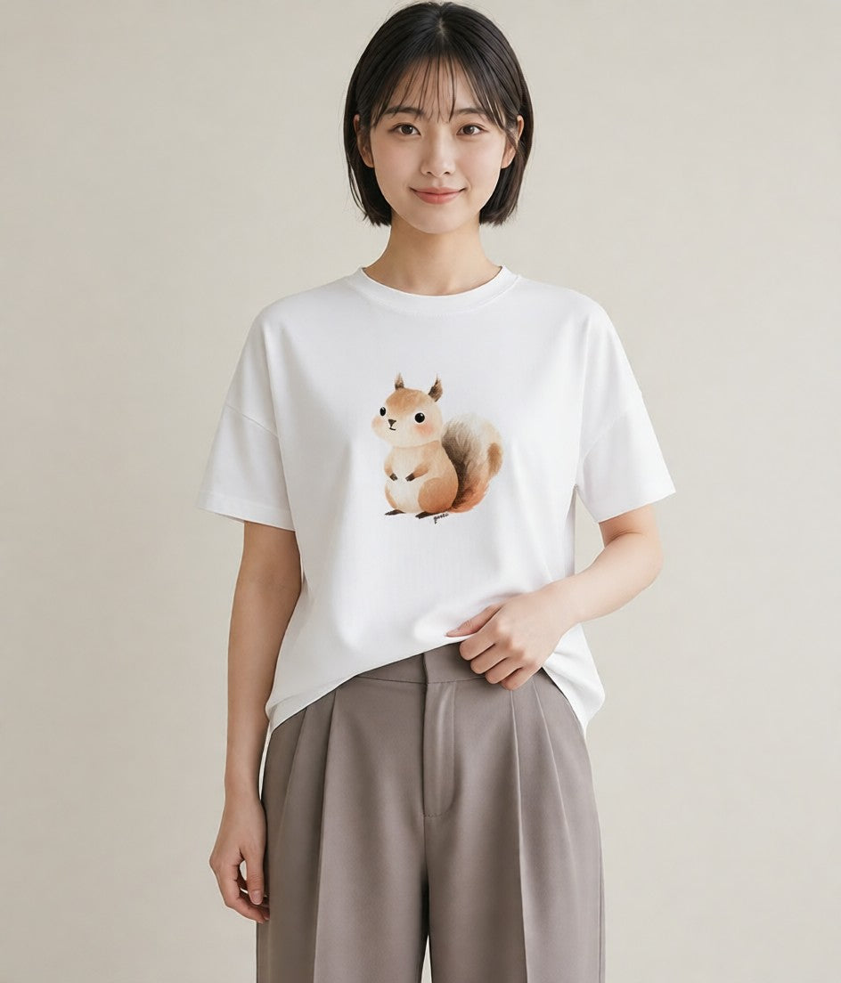 Tシャツ レディース どんぐり 植物 ボタニカル イラスト シック 姉妹 送別ギフト 白T YMAZO