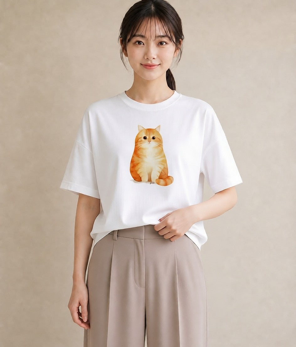 半袖Tシャツ レディース アメリカンショートヘア 猫 ねこ イラスト ポップ 旅行 母娘コーデ 白T YMAZO