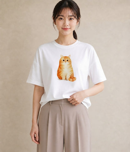 半袖Tシャツ レディース アメリカンショートヘア 猫 ねこ イラスト ポップ 旅行 母娘コーデ 白T YMAZO
