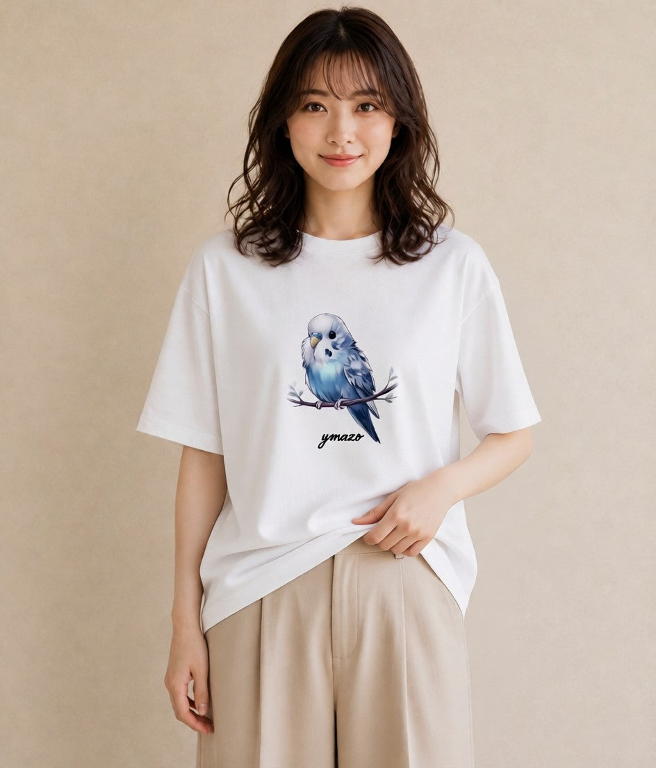 デザインTシャツ レディース オカメインコ ペット 動物 イラスト 北欧風 カジュアルコーデ 買い物 白T YMAZO