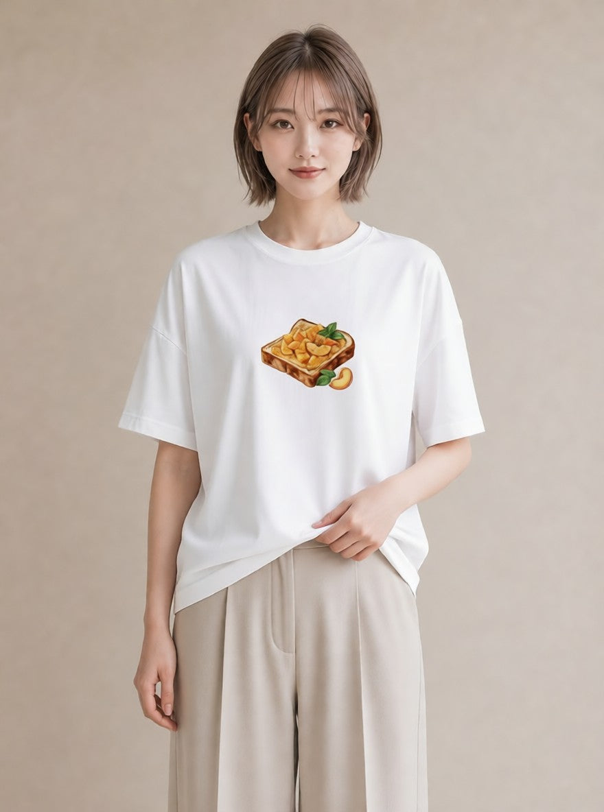 グラフィックTシャツ レディース パン 食べ物 フード イラスト シック 部屋着 女性向けギフト 白T YMAZO