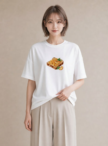 グラフィックTシャツ レディース パン 食べ物 フード イラスト シック 部屋着 女性向けギフト 白T YMAZO