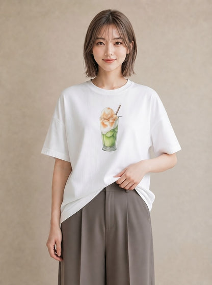 グラフィックTシャツ レディース クリームソーダ 食べ物 フード イラスト ヴィンテージ風 クリスマス 旅行 白T YMAZO