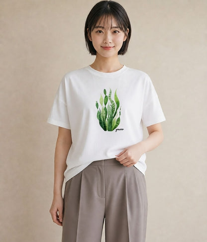 プリントTシャツ レディース シダ 植物 ボタニカル イラスト 可愛い 母の日 ビーチ 白T YMAZO
