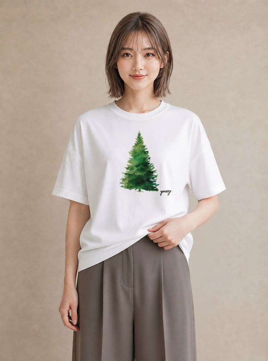 デザインTシャツ レディース 森 植物 ボタニカル イラスト 淡色 母娘コーデ 自分用 白T YMAZO