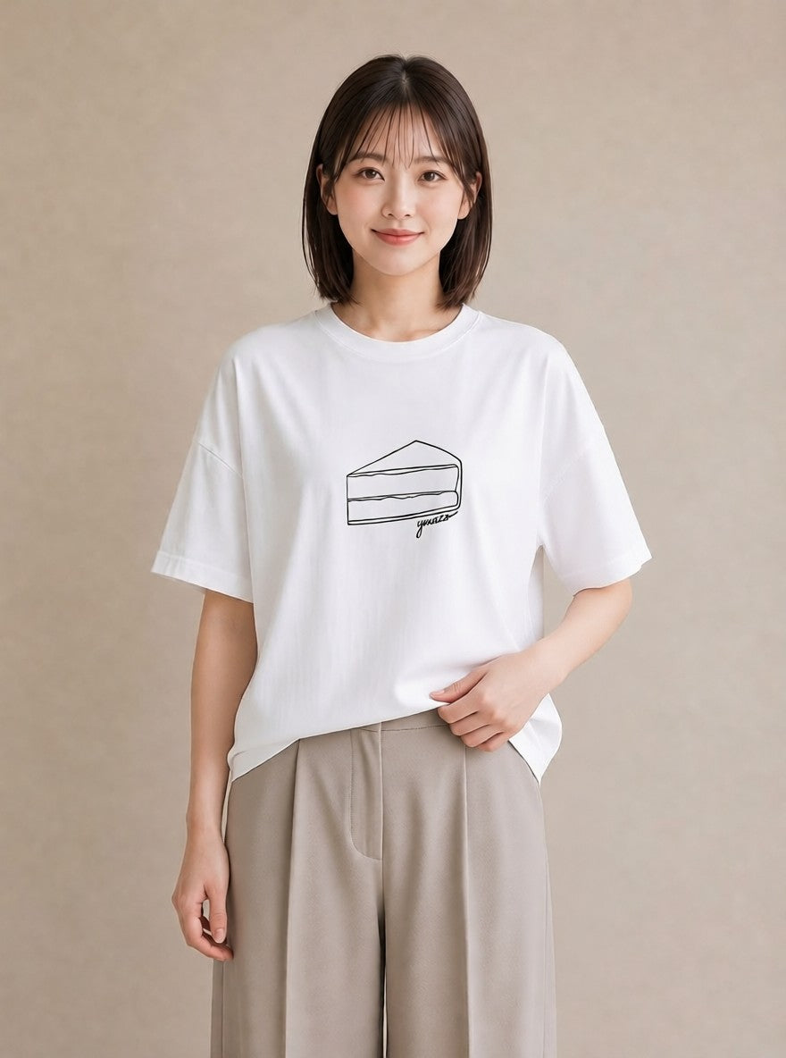 半袖Tシャツ レディース スイーツ お菓子 デザート イラスト レトロ デート 帰省 白T YMAZO