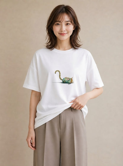 グラフィックTシャツ レディース サビ猫 猫 ねこ イラスト レトロ 社会人 女性 白T YMAZO