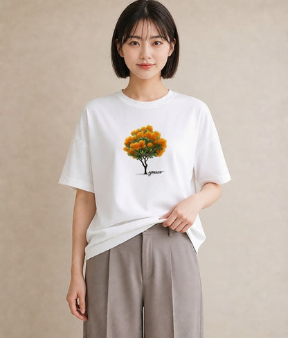 Tシャツ レディース 金木犀 花 花柄 イラスト 淡色 女子会 お揃い 白T YMAZO