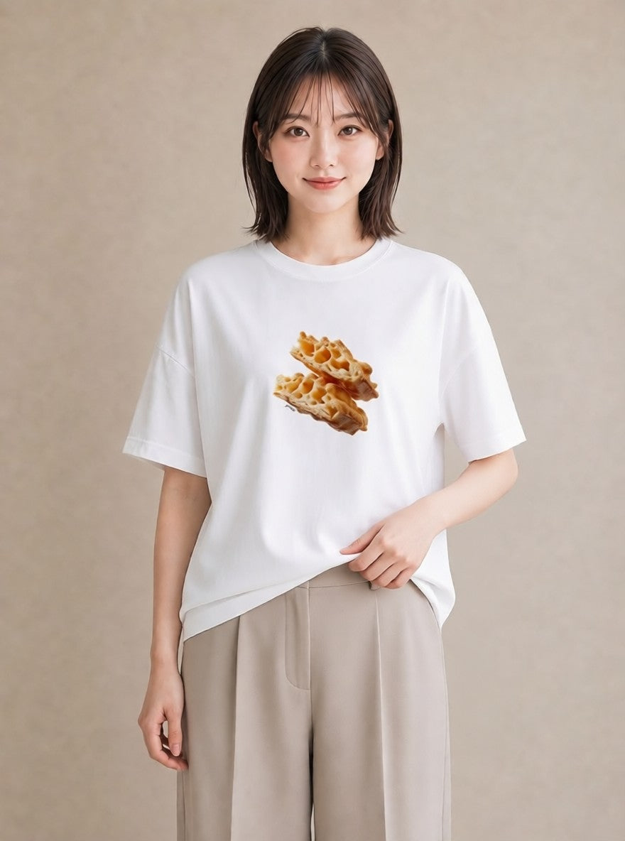 半袖Tシャツ レディース たい焼き 食べ物 フード イラスト アート風 親子 20代 白T YMAZO