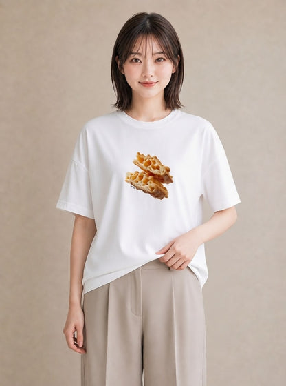 半袖Tシャツ レディース たい焼き 食べ物 フード イラスト アート風 親子 20代 白T YMAZO