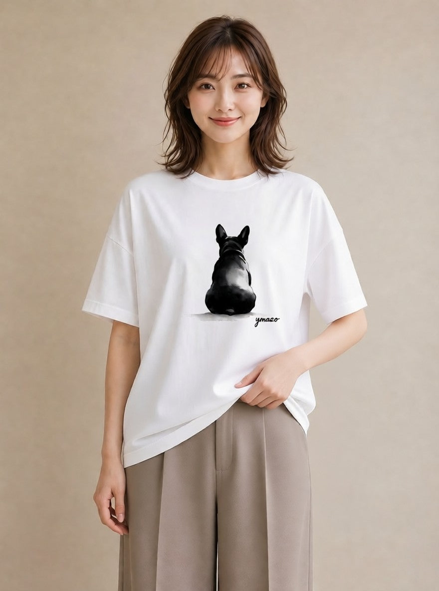 グラフィックTシャツ レディース 犬好き 犬 いぬ イラスト シンプル 女性 旅行用 白T YMAZO