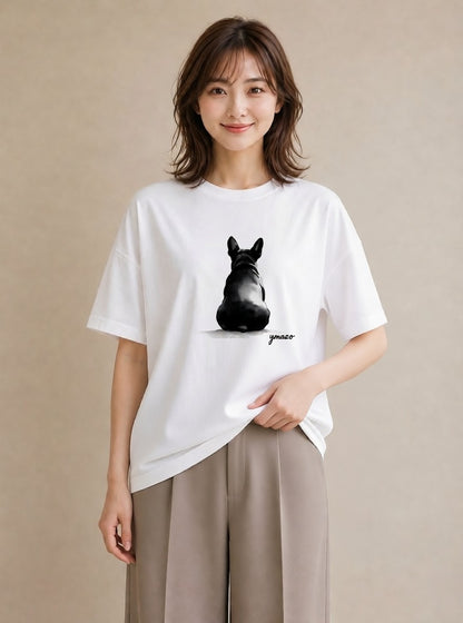 グラフィックTシャツ レディース 犬好き 犬 いぬ イラスト シンプル 女性 旅行用 白T YMAZO