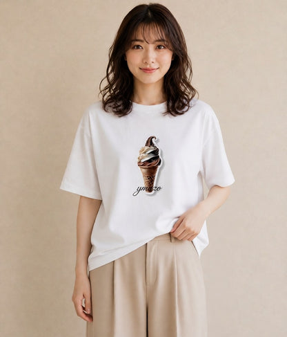 グラフィックTシャツ レディース マカロン 食べ物 フード イラスト こなれ感 旅行 母娘コーデ 白T YMAZO