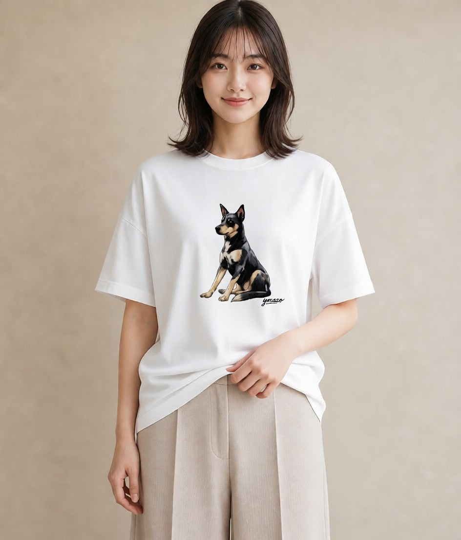 グラフィックTシャツ レディース 老犬 犬 いぬ イラスト 淡色 クリスマス 旅行 白T YMAZO