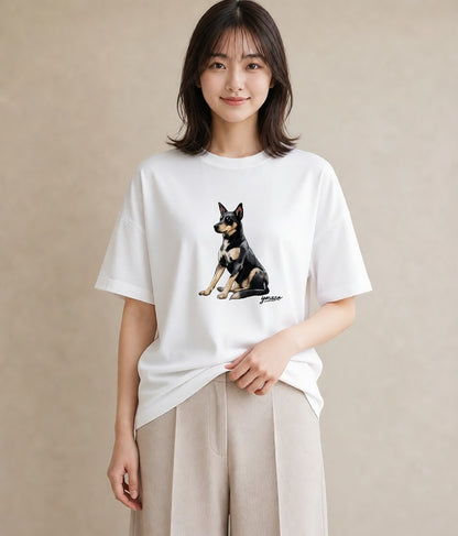 グラフィックTシャツ レディース 老犬 犬 いぬ イラスト 淡色 クリスマス 旅行 白T YMAZO