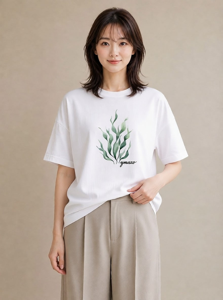 グラフィックTシャツ レディース シダ 植物 ボタニカル イラスト ラフカジュアル 通学 誕生日プレゼント 白T YMAZO