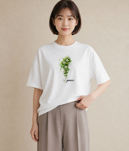 デザインTシャツ レディース あさがお 朝顔 花 花柄 イラスト カフェコーデ ホワイトデー 春服 白T