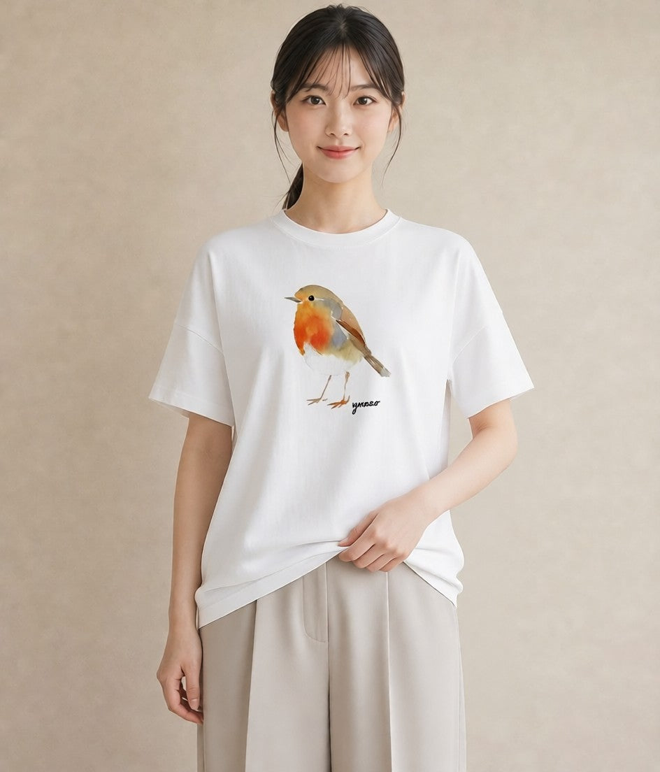 グラフィックTシャツ レディース ことり ペット 動物 イラスト カジュアル お出かけ 普段着 白T YMAZO