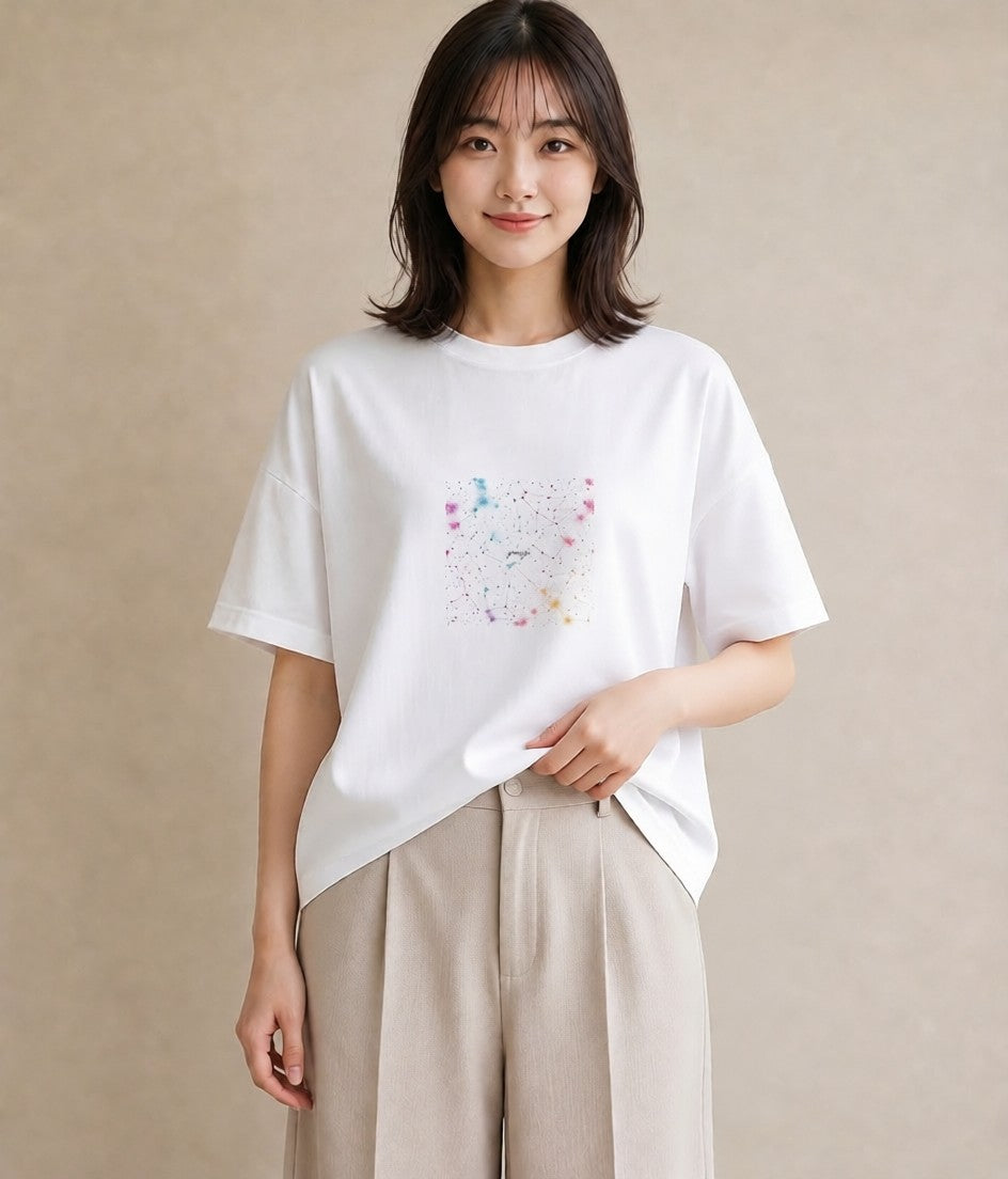 デザインTシャツ レディース 牡羊座 星空 宇宙 イラスト 敬老の日 ホワイトデー 白T YMAZO