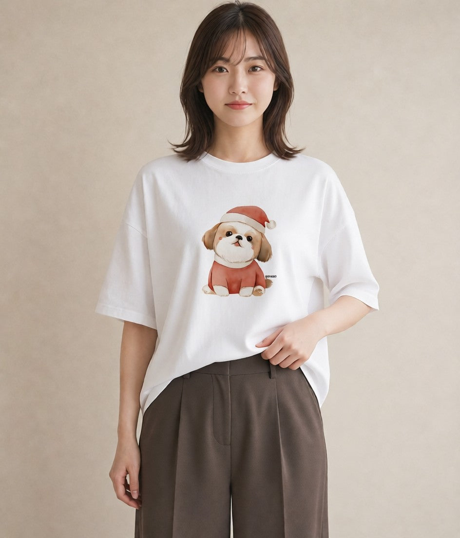 プリントTシャツ レディース 子犬 犬 いぬ イラスト ラフカジュアル デイリーウェア 休日 白T YMAZO