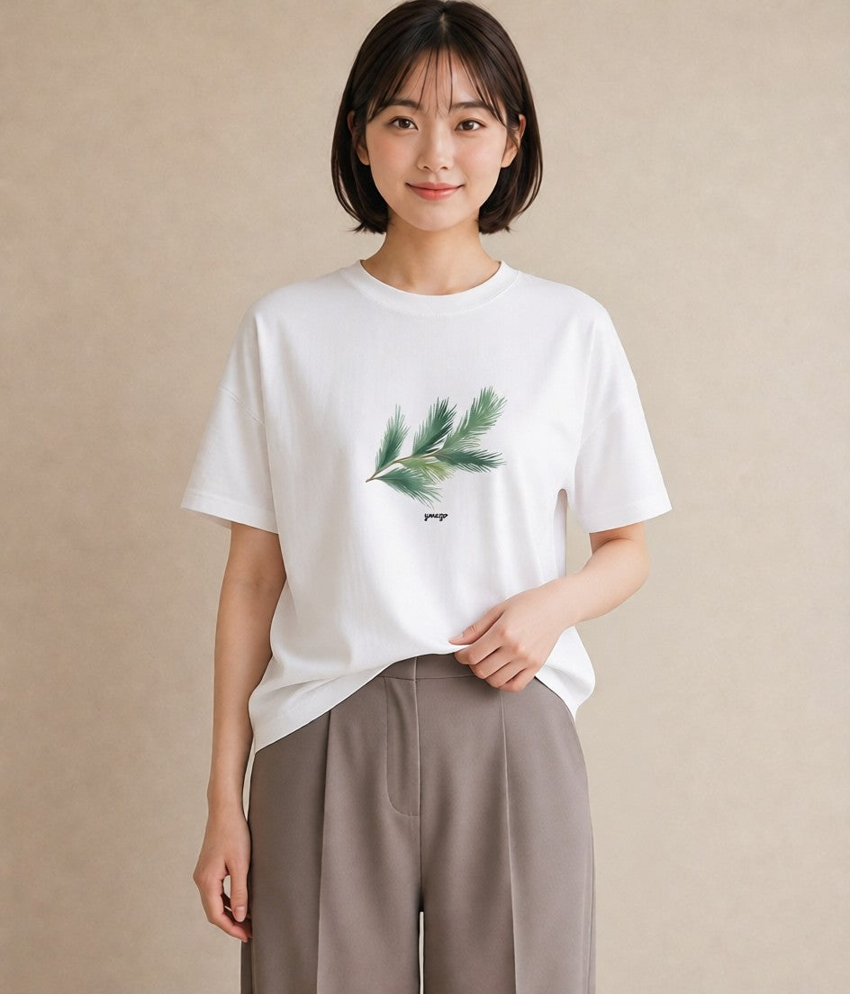 デザインTシャツ レディース 苔 植物 ボタニカル イラスト 旅行コーデ 春コーデ 姉妹 白T YMAZO
