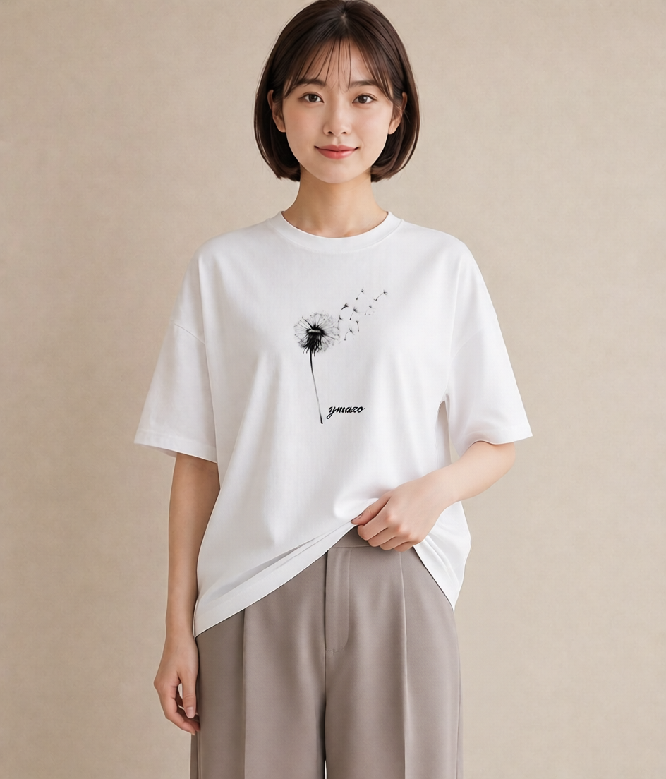 プリントTシャツ レディース たんぽぽ 花 花柄 イラスト 淡色 部屋着 女性向けギフト 白T