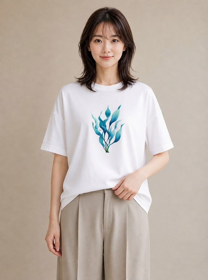 デザインTシャツ レディース すずらん 花 花柄 イラスト こなれ感 社会人 女性 白T YMAZO