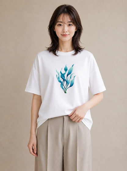 デザインTシャツ レディース すずらん 花 花柄 イラスト こなれ感 社会人 女性 白T YMAZO