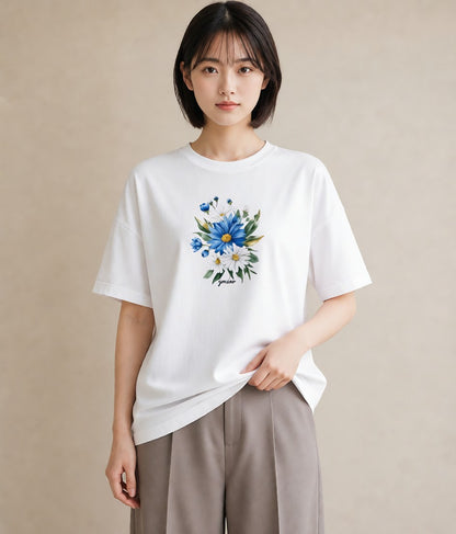 Tシャツ レディース マーガレット 花 花柄 イラスト 北欧風 女性 旅行用 白T YMAZO