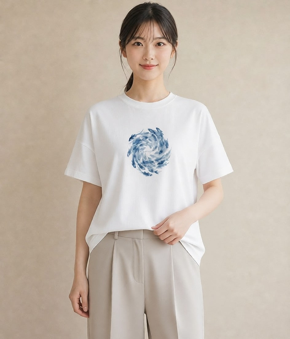 グラフィックTシャツ レディース 魚座 星空 宇宙 イラスト 可愛い 春服 ミセス 白T YMAZO