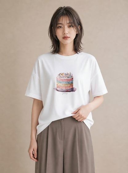 Tシャツ レディース マフィン 食べ物 フード イラスト シック 通学 誕生日プレゼント 白T YMAZO