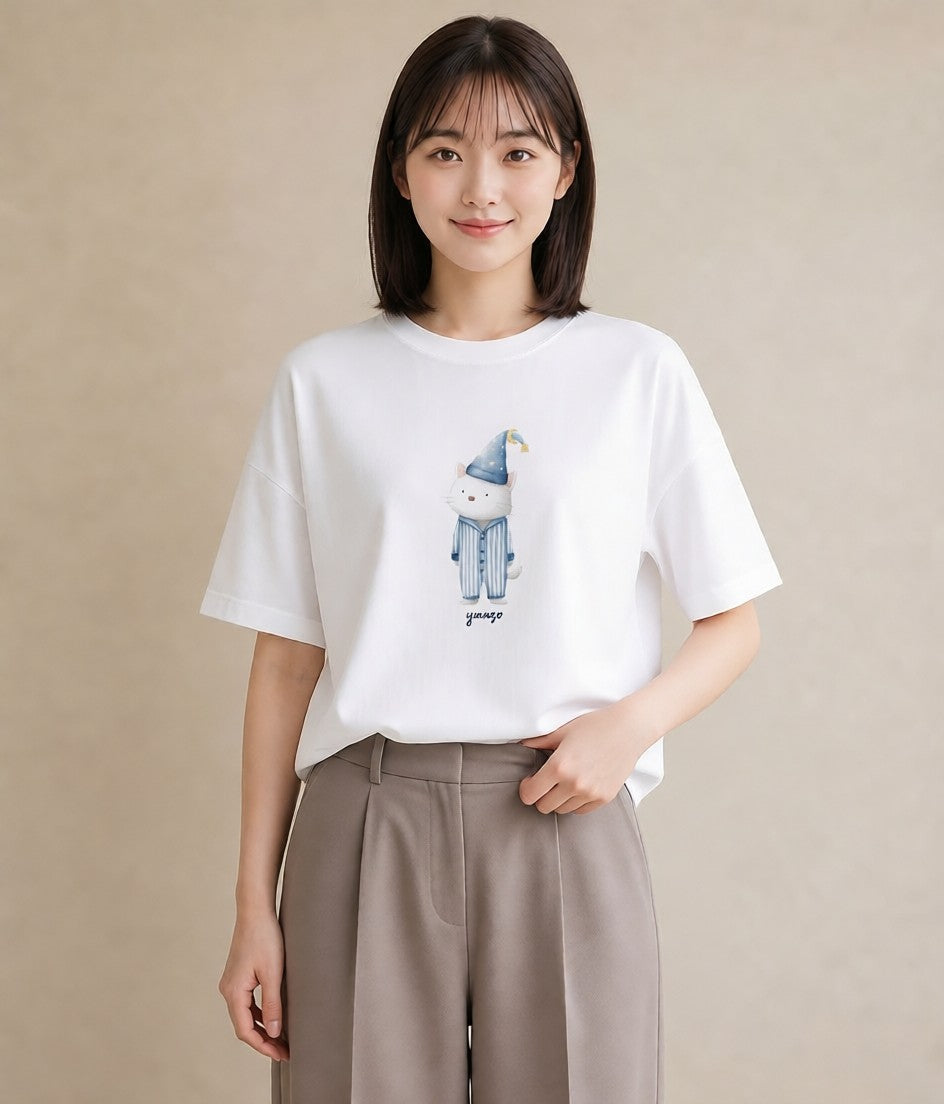 半袖Tシャツ レディース アザラシ 動物 アニマル イラスト 水彩風 帰省 ラフ 白T YMAZO