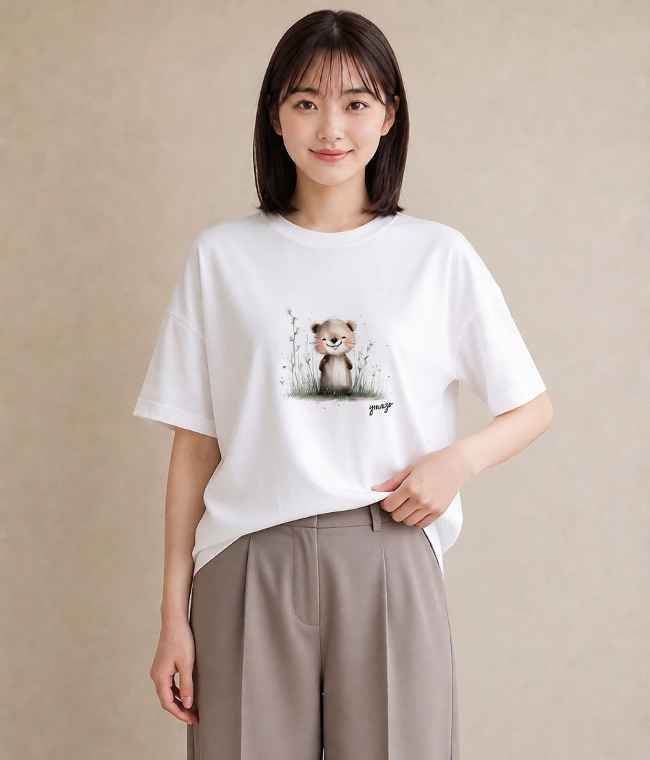 半袖Tシャツ レディース ゴールデンハムスター ペット 動物 イラスト シック 20代 カジュアルコーデ 白T YMAZO