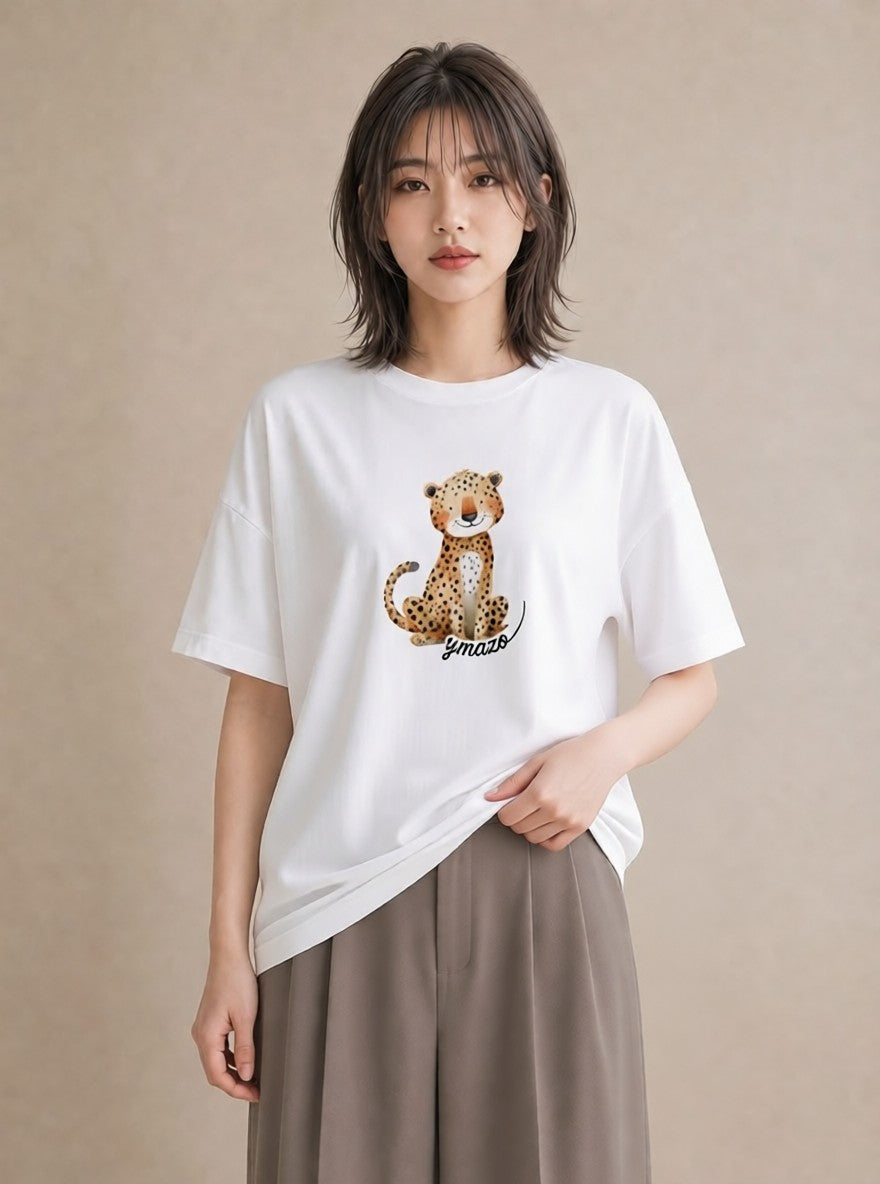 プリントTシャツ レディース ベンガル 猫 ねこ イラスト ママ カフェ服 白T YMAZO