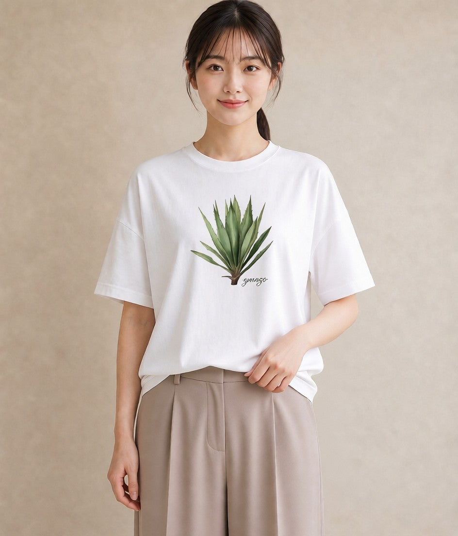 グラフィックTシャツ レディース 観葉植物 植物 ボタニカル イラスト 手描き風 誕生日プレゼント 綿100 白T YMAZO