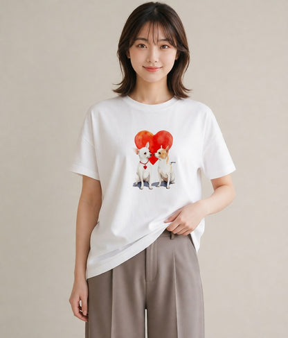 デザインTシャツ レディース チワワ 犬 いぬ イラスト ポップ 買い物 夏コーデ 白T YMAZO