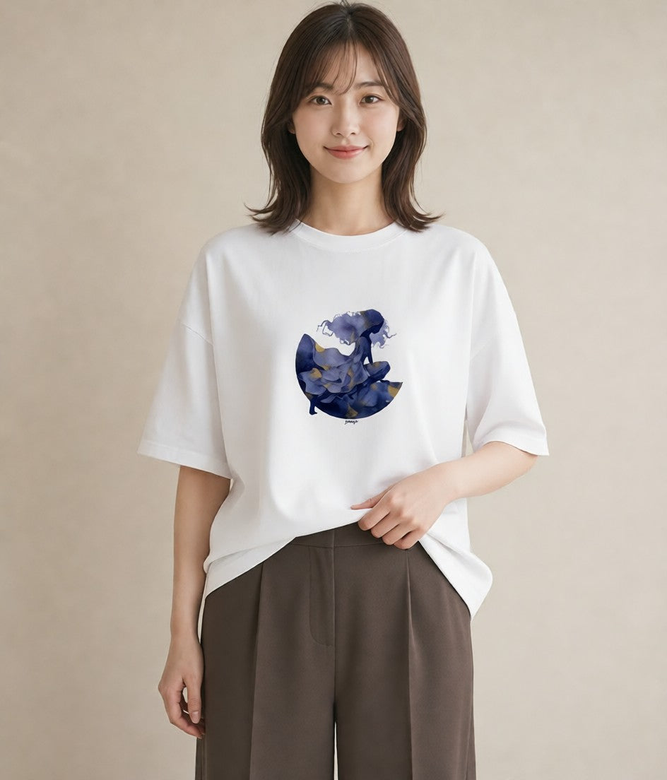 プリントTシャツ レディース 蟹座 星空 宇宙 イラスト シック 20代 カジュアルコーデ 白T YMAZO