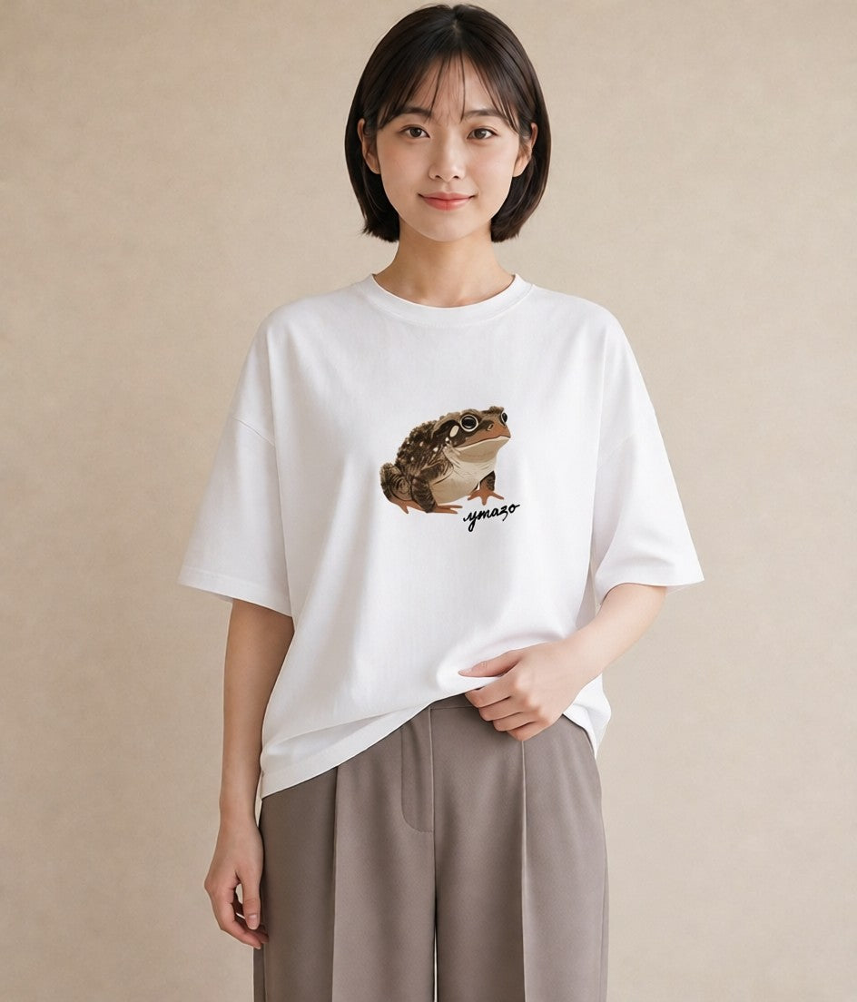 プリントTシャツ レディース カエル ペット 動物 イラスト ゆるコーデ ホワイトデー 春服 白T YMAZO