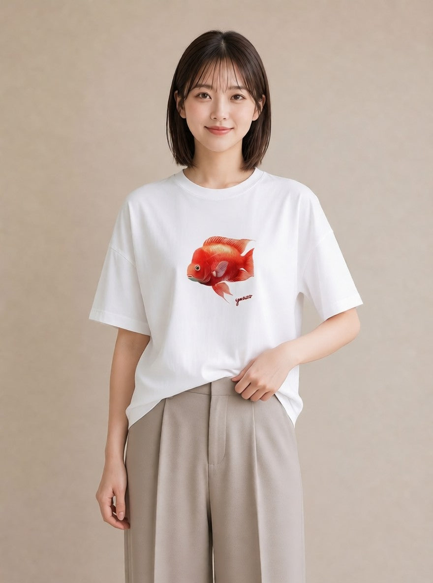 デザインTシャツ レディース マンボウ 海の生き物 海 イラスト 水彩風 女性向けギフト 散歩 白T YMAZO