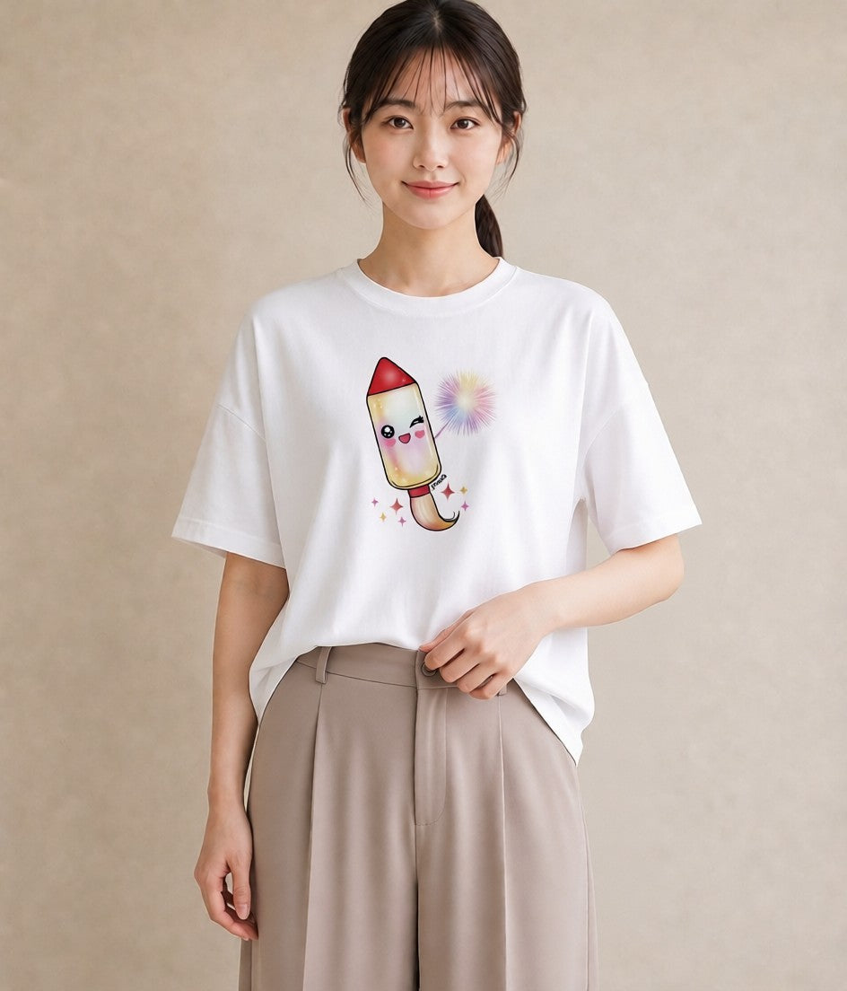 Tシャツ レディース ロケット 星空 宇宙 イラスト 個性的 ギフト 母の日 白T YMAZO