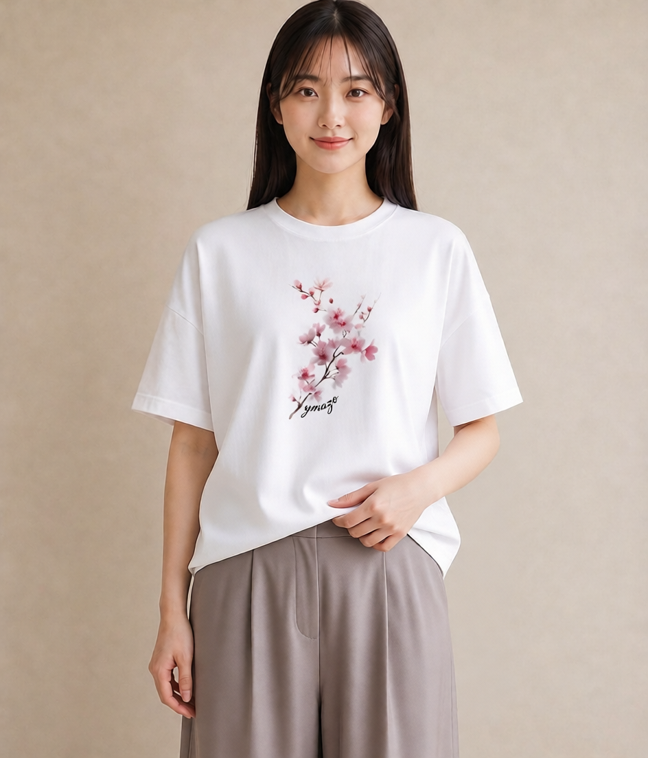 デザインTシャツ レディース さくら 桜 サクラ 花 花柄 イラスト レトロ 在宅 公園 白T