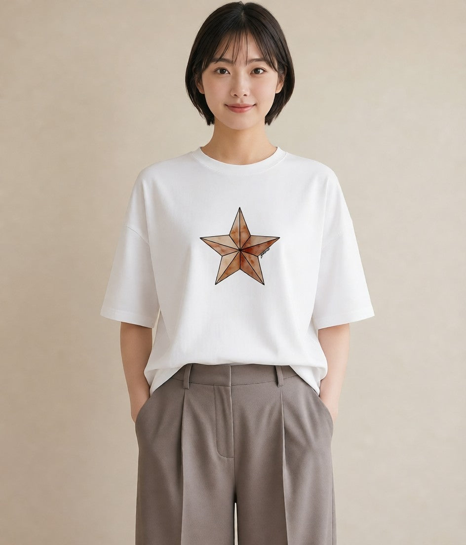 グラフィックTシャツ レディース 星 星空 宇宙 イラスト ボタニカル ビーチ デイリーウェア 白T YMAZO