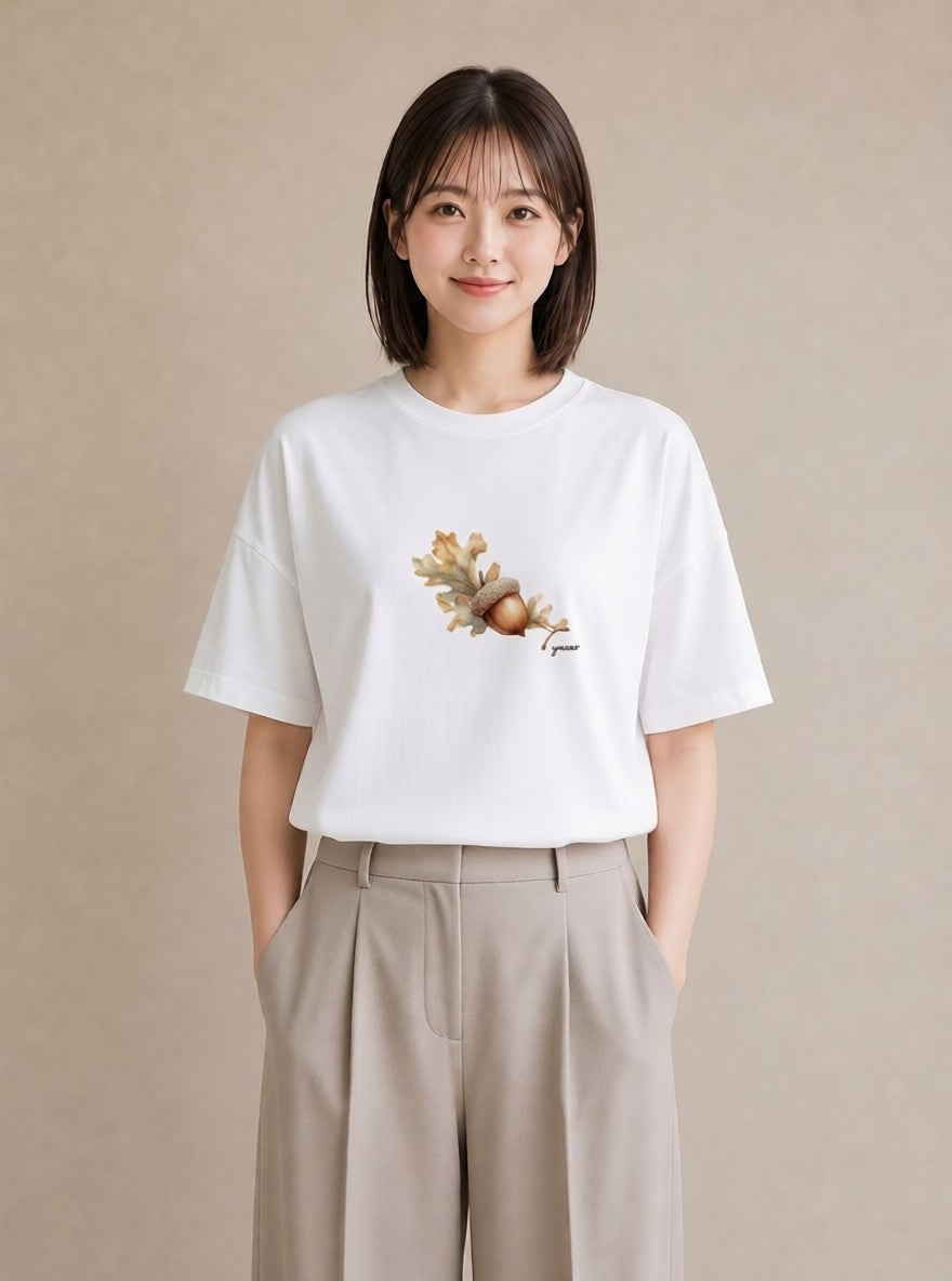 デザインTシャツ レディース 実り 植物 ボタニカル イラスト ラフ 綿100 デート 白T YMAZO
